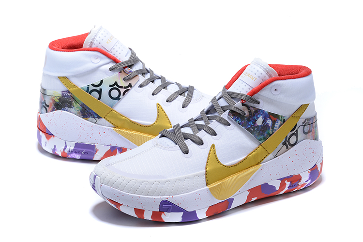 2020 Nike Kevin Durant 13 White Colorful Gold